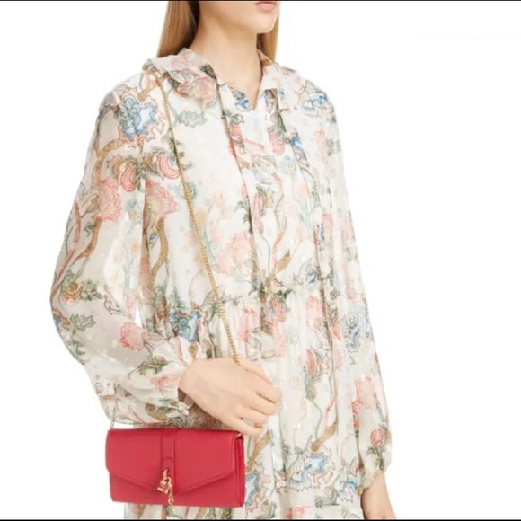 NEW $895 CHLOÉ Aby Long Leather Wallet on a Chain in Crimson Pink! - Picture 2 of 16